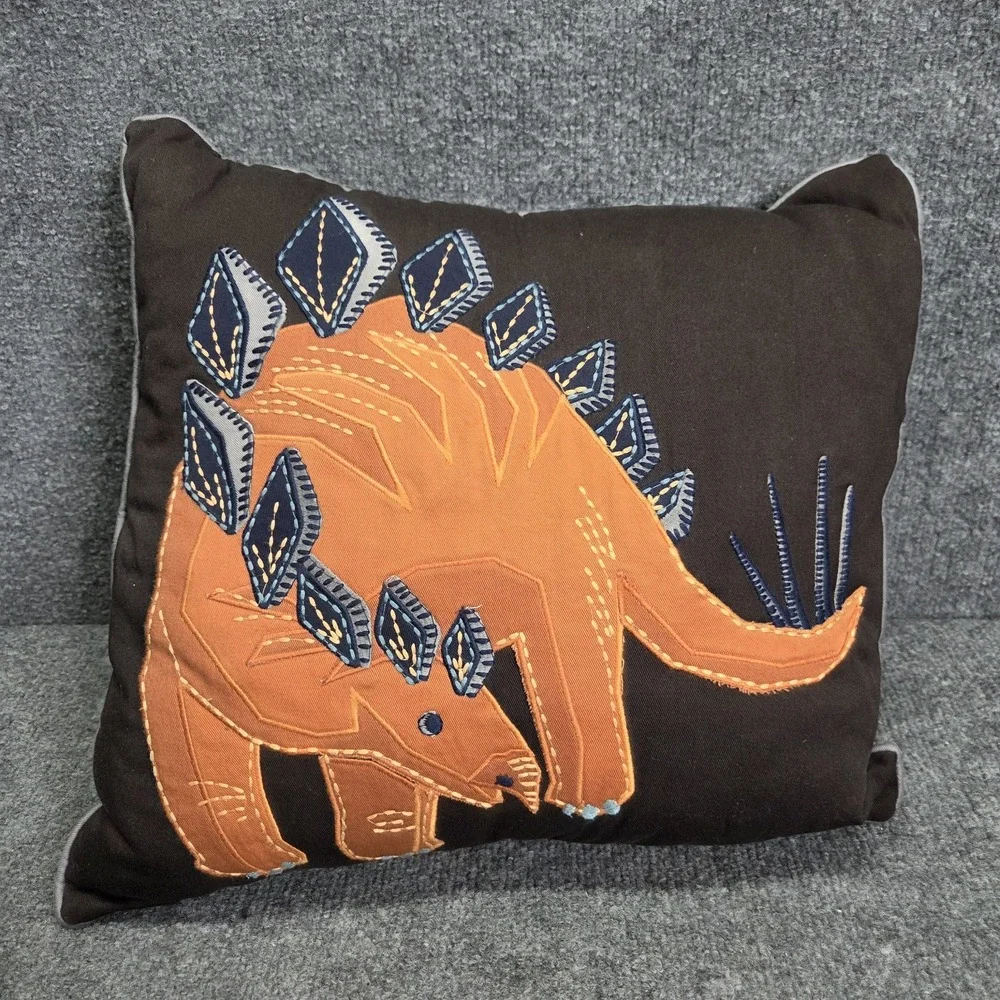 Pottery Barn Kids‎ Dinosaur Decorative Pillow 16x16 Embroidered